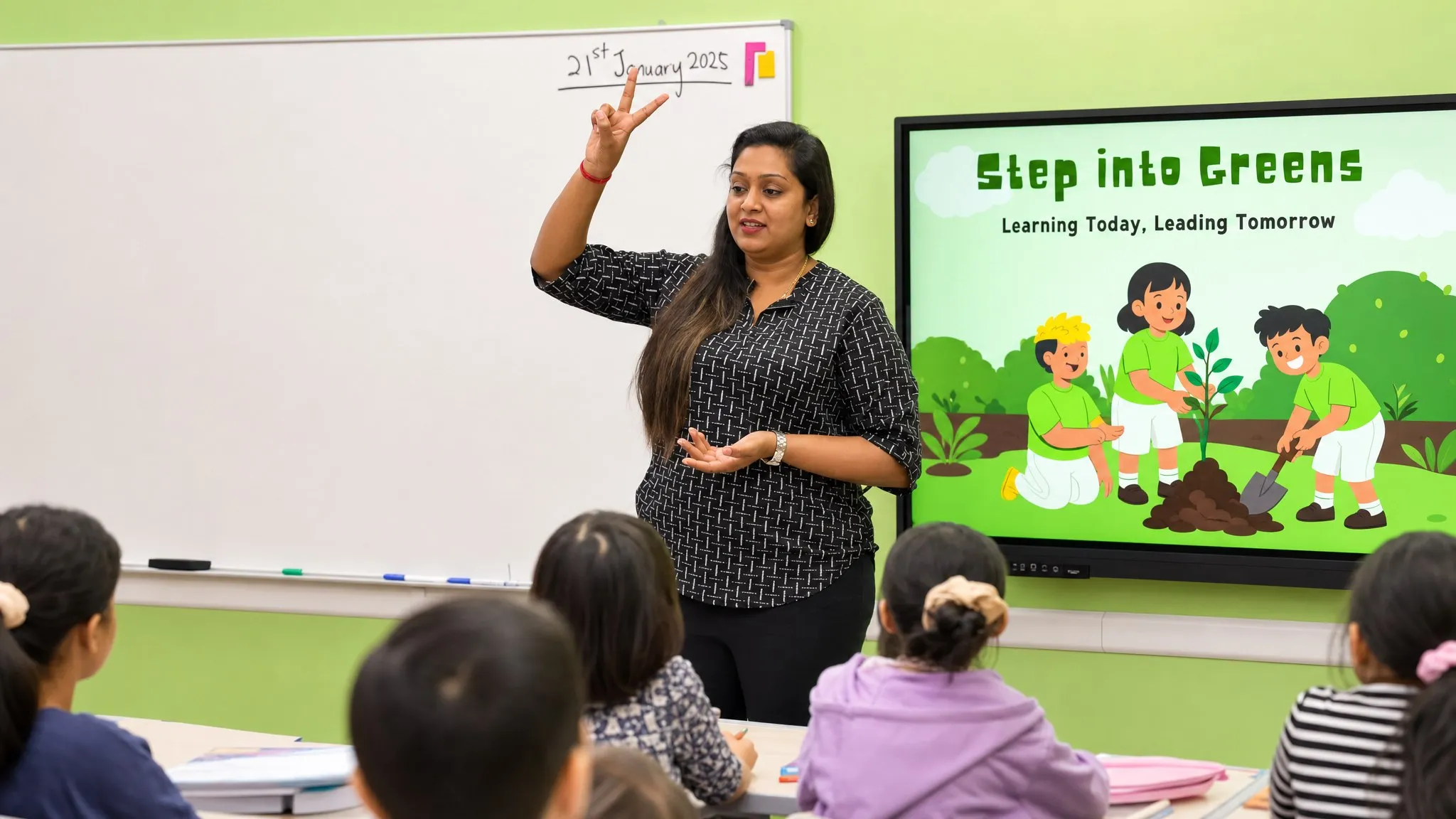 A TITAN educator teaching an English lesson at the board